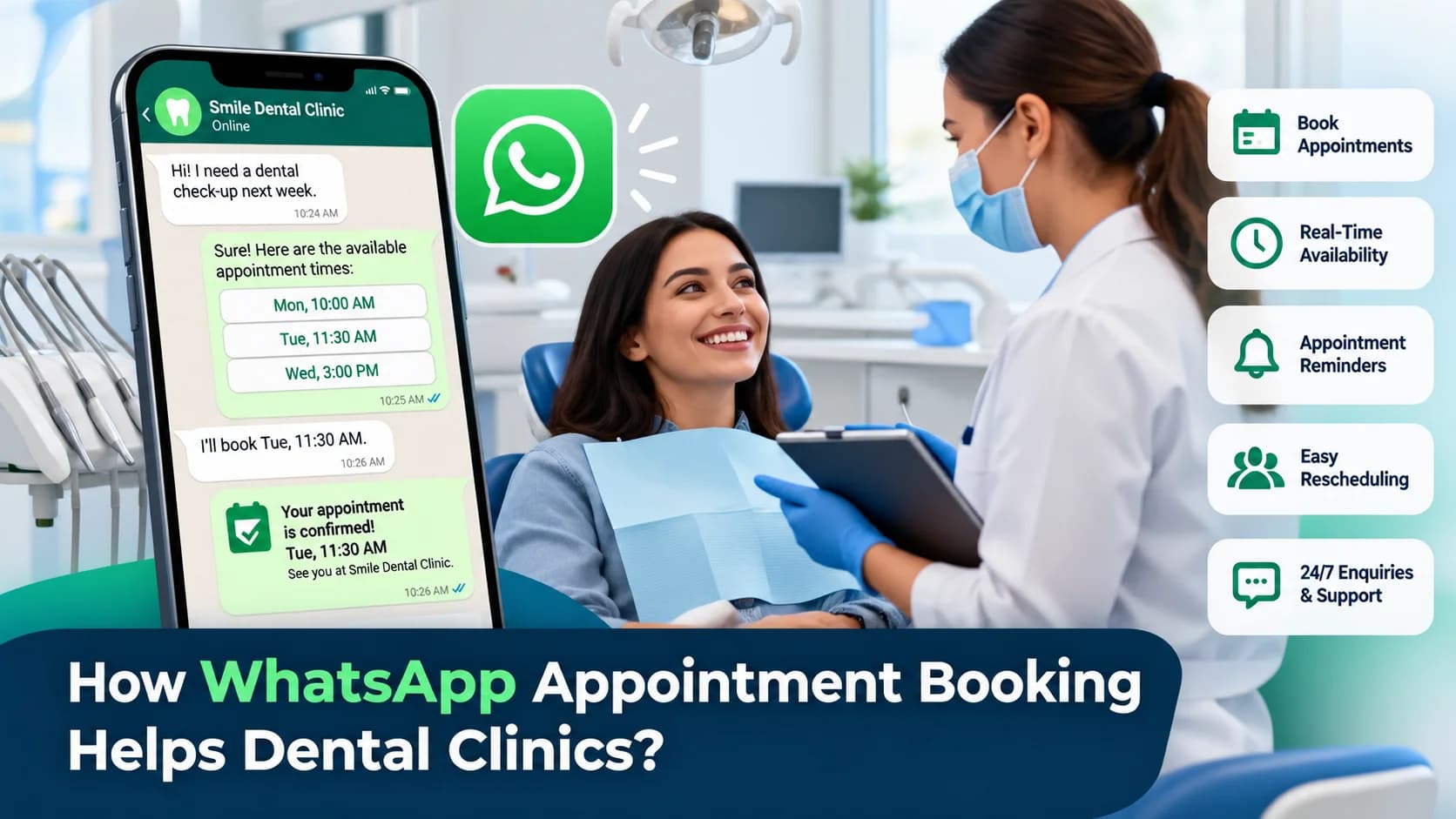 WhatsApp appointment booking for dental clinics with online scheduling and appointment reminders