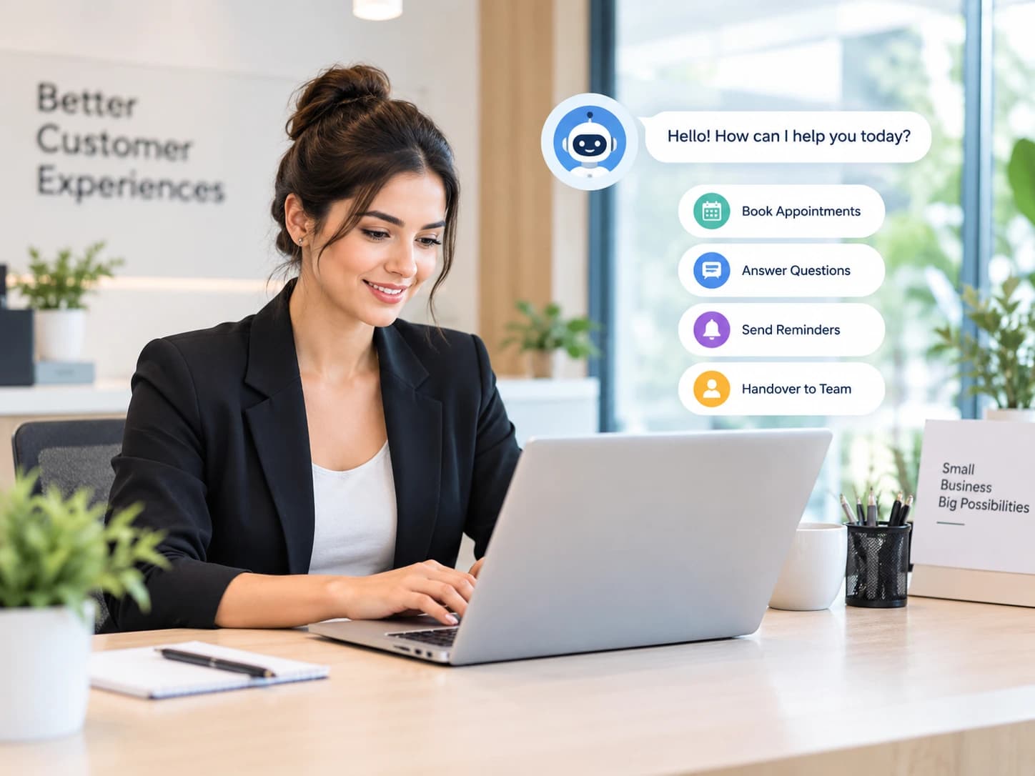 AI receptionist helping a small business manage customer enquiries and appointment bookings.